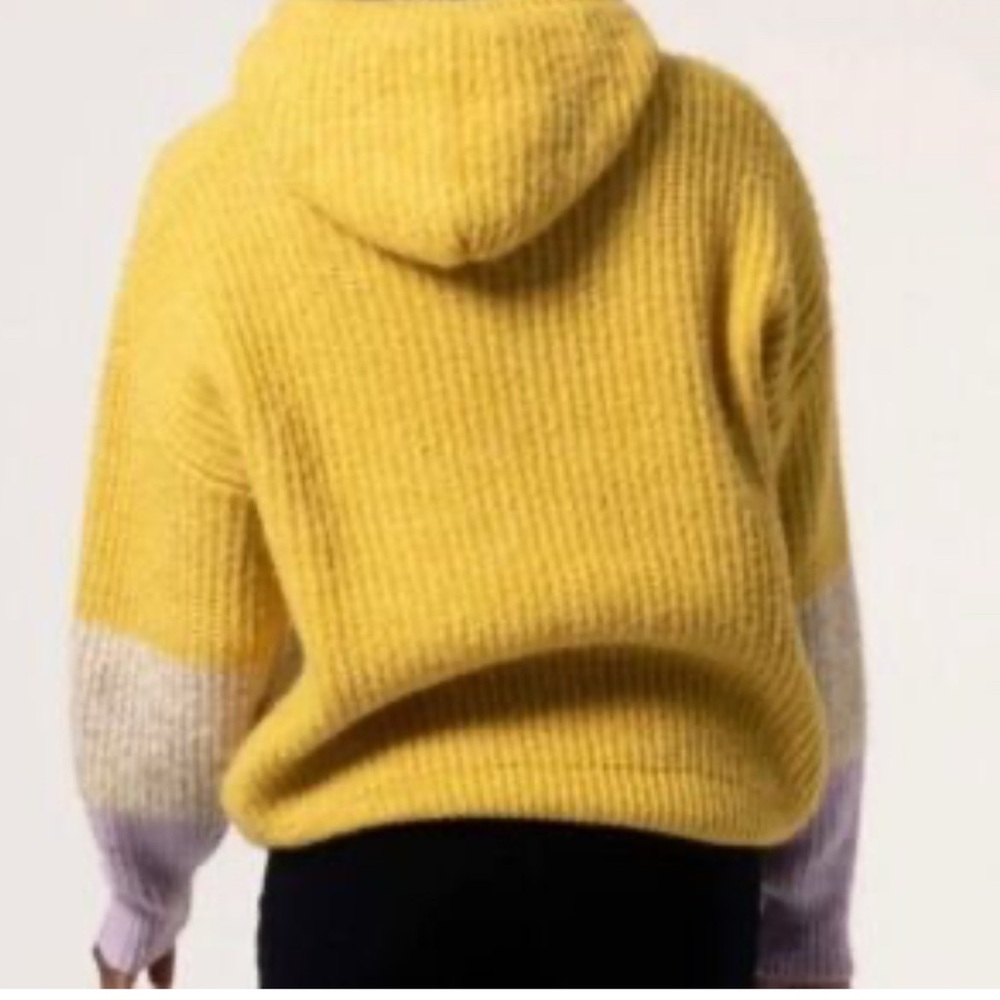 FRNCH Mustard Sweater with Colorful Sleeves